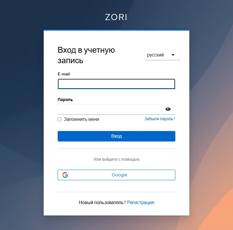 Вход или регистрация в ZoriCRM